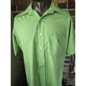 Vintage 60s Towncraft Penn-Prest Shirt 15.5 M-L Green Tapered Sleeve Mod Mad Men